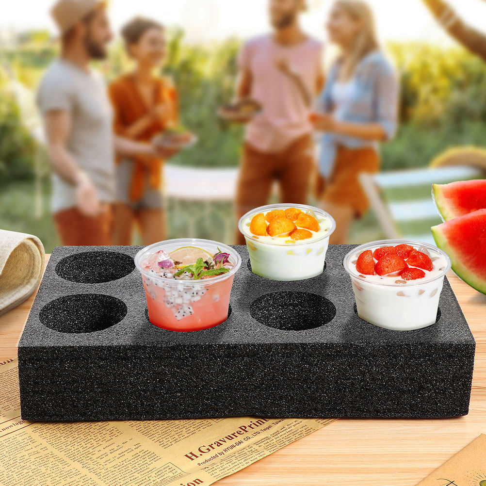 Coffee Tea Mugs - 4Pcs 8-Hole Beverage Cup Tray Premium