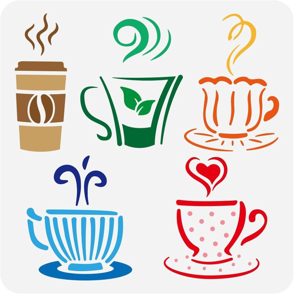 Hot Drinks Stencil for Paintin - огляд і ціна Coffee Tea Drawing