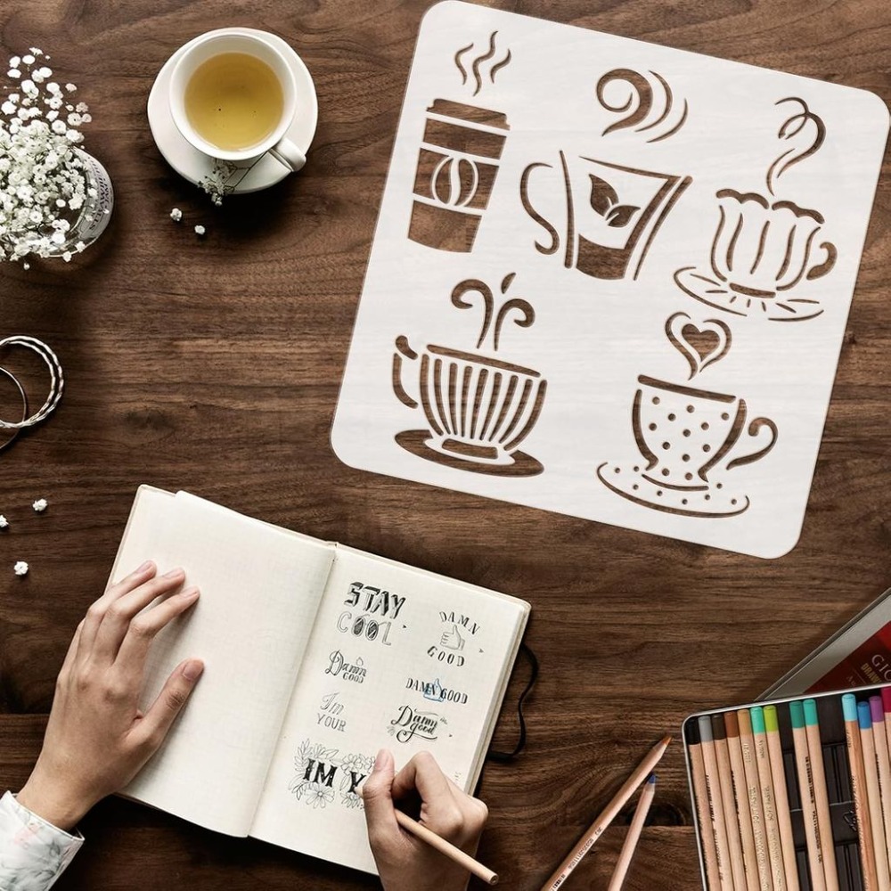 Hot Drinks Stencil for Paintin - огляд і ціна Coffee Tea Drawing