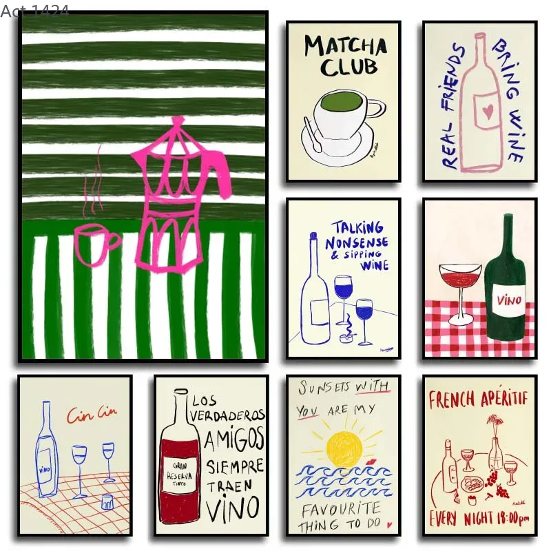 Modern Colorful Drawings Abstr - огляд і ціна Coffee Tea Drawing